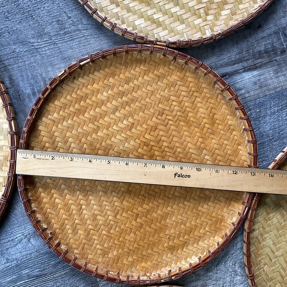 Rattan 5 Piece nesting Asian Food Rice Tray plates Traditional Wicker Serving - Picture 13 of 16